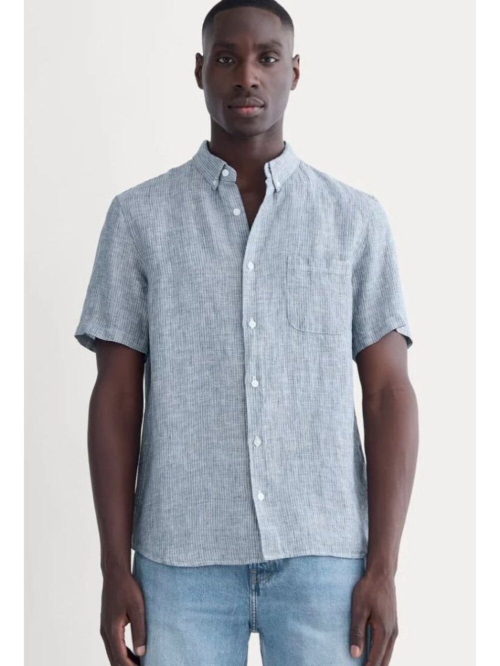 Everlane The Classic Short-Sleeve Shirt in Linen Men's Size Small Blue NWT!